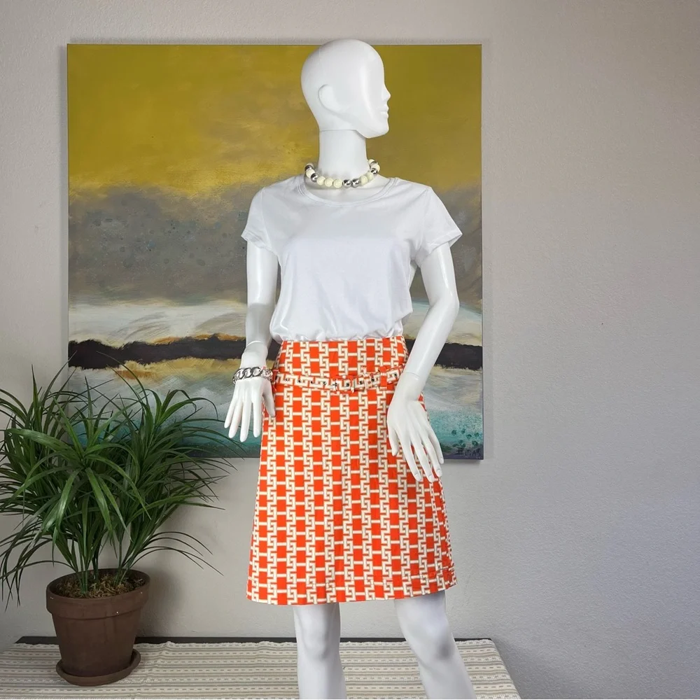 VINTAGE 🔥Tommy Hilfiger🔥 Abstract Belted Skirt Size 6 - Picture 3 of 11